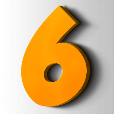 Kunststof Cijfer 6 Grobold Acrylaat 1003 Signal Yellow - 1