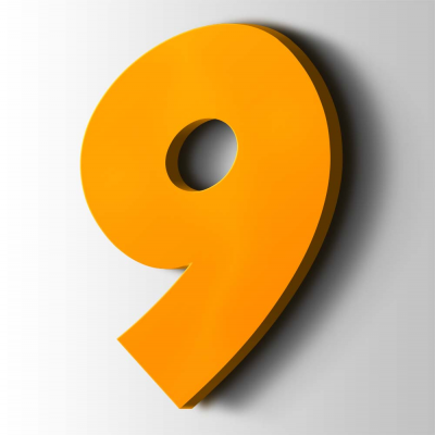 Kunststof Cijfer 9 Grobold Acrylaat 1003 Signal Yellow - 1