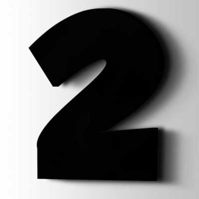 Kunststof Cijfer 2 Grobold Acrylaat 9005 Jet Black - 1