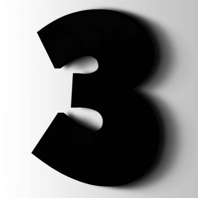 Kunststof Cijfer 3 Grobold Acrylaat 9005 Jet Black - 1