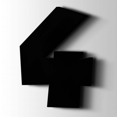 Kunststof Cijfer 4 Grobold Acrylaat 9005 Jet Black - 1