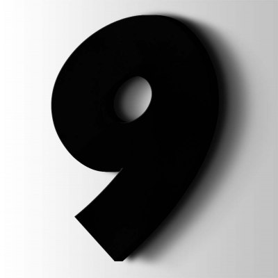 Kunststof Cijfer 9 Grobold Acrylaat 9005 Jet Black - 1