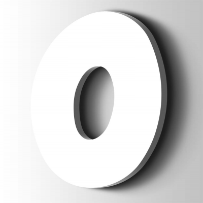 Kunststof Cijfer 0 Grobold Acrylaat 9016 Traffic white - 1