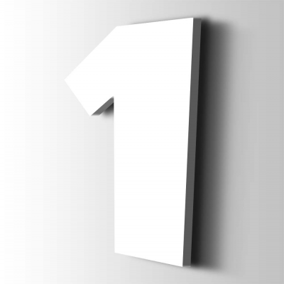 Kunststof Cijfer 1 Grobold Acrylaat 9016 Traffic white - 1