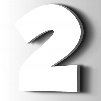 Kunststof Cijfer 2 Grobold Acrylaat 9016 Traffic white - 1