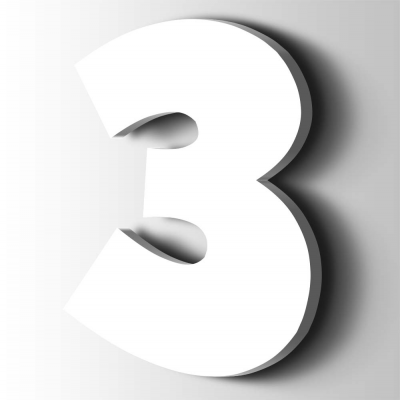 Kunststof Cijfer 3 Grobold Acrylaat 9016 Traffic white - 1