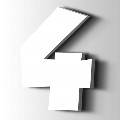 Kunststof Cijfer 4 Grobold Acrylaat 9016 Traffic white - 1