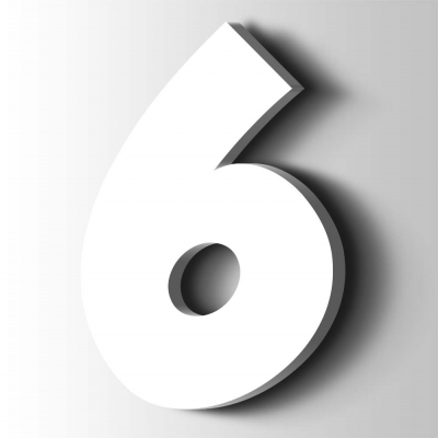 Kunststof Cijfer 6 Grobold Acrylaat 9016 Traffic white - 1