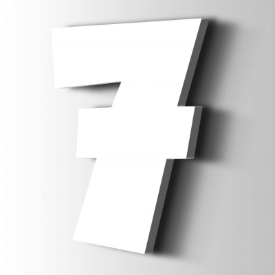 Kunststof Cijfer 7 Grobold Acrylaat 9016 Traffic white - 1