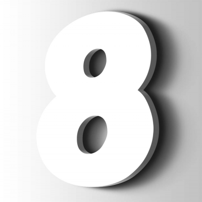 Kunststof Cijfer 8 Grobold Acrylaat 9016 Traffic white - 1