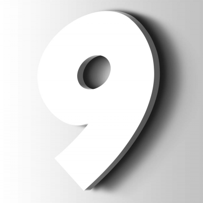 Kunststof Cijfer 9 Grobold Acrylaat 9016 Traffic white - 1