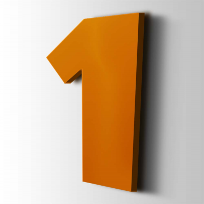 Kunststof Cijfer 1 Grobold Acrylaat 2004 Pure Orange - 1