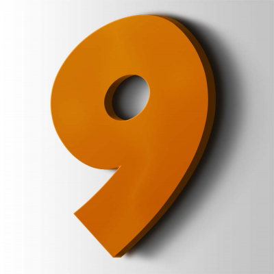 Kunststof Cijfer 9 Grobold Acrylaat 2004 Pure Orange - 1