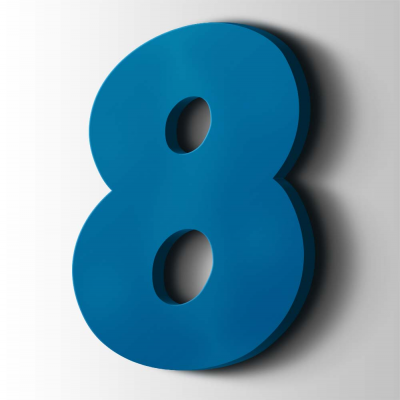 Kunststof Cijfer 8 Grobold Acrylaat 5015 Sky Blue - 1