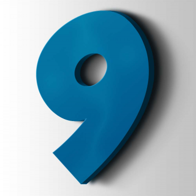 Kunststof Cijfer 9 Grobold Acrylaat 5015 Sky Blue - 1