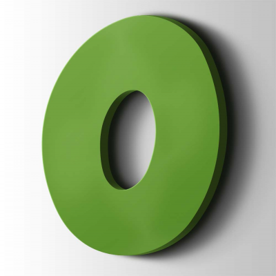 Kunststof Cijfer 0 Grobold Acrylaat 6018 Yellow Green - 1