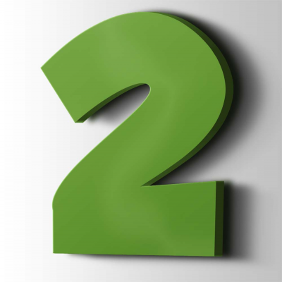 Kunststof Cijfer 2 Grobold Acrylaat 6018 Yellow Green - 1