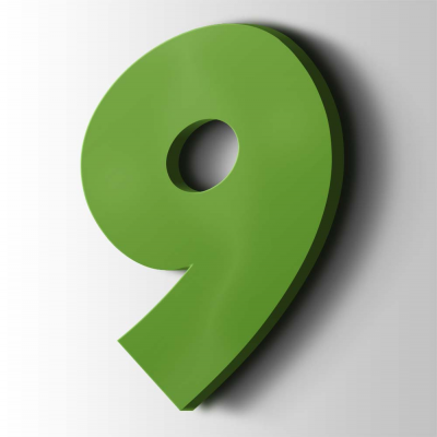 Kunststof Cijfer 9 Grobold Acrylaat 6018 Yellow Green - 1