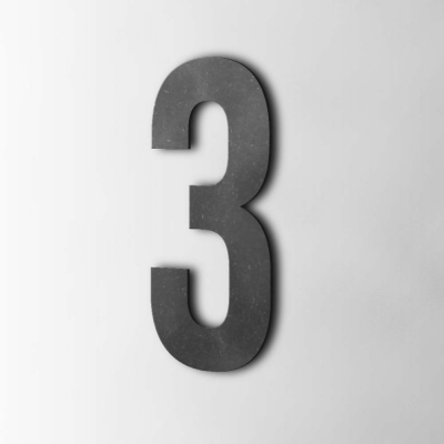 Houten Cijfer 3 Bebas Neue MDF Zwart - 1