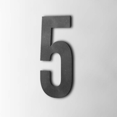 Houten Cijfer 5 Bebas Neue MDF Zwart - 1