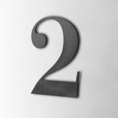 Houten Cijfer 2 Bodoni MDF Zwart - 1