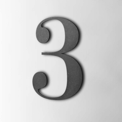 Houten Cijfer 3 Bodoni MDF Zwart - 1