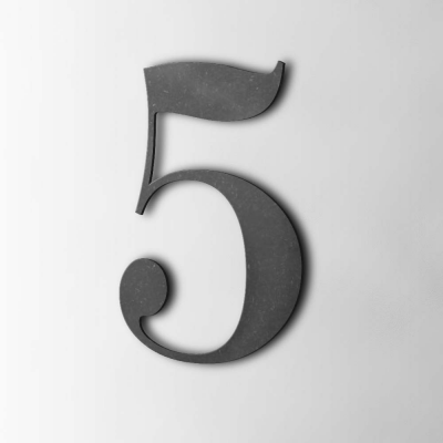 Houten Cijfer 5 Bodoni MDF Zwart - 1