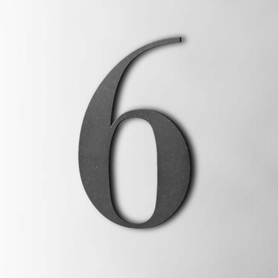 Houten Cijfer 6 Bodoni MDF Zwart - 1