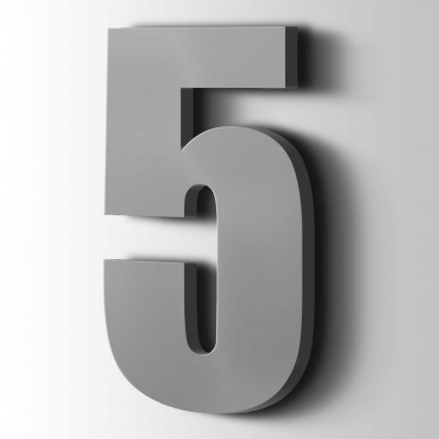 Kunststof Cijfer 5 Impact Acrylaat 7040 Window Grey - 1