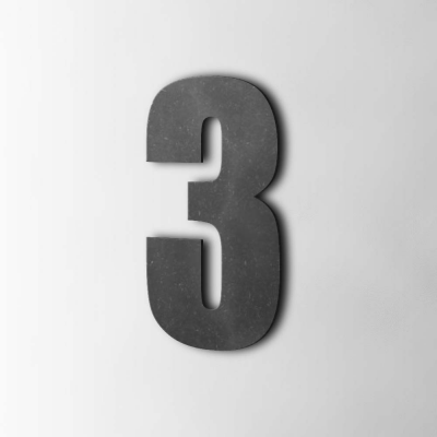 Houten Cijfer 3 Impact MDF Zwart - 1