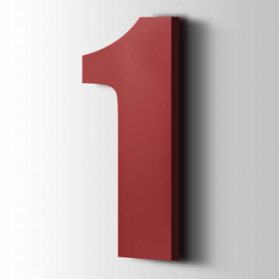 Kunststof Cijfer 1 Impact Acrylaat 3001 Signal Red - 1