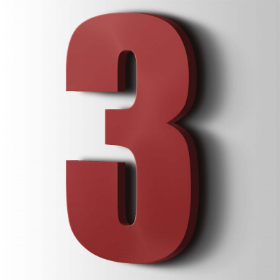 Kunststof Cijfer 3 Impact Acrylaat 3001 Signal Red - 1