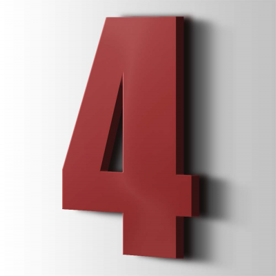 Kunststof Cijfer 4 Impact Acrylaat 3001 Signal Red - 1