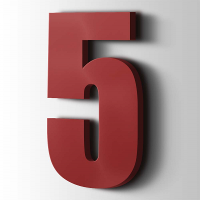 Kunststof Cijfer 5 Impact Acrylaat 3001 Signal Red - 1