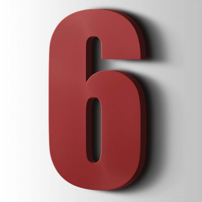 Kunststof Cijfer 6 Impact Acrylaat 3001 Signal Red - 1