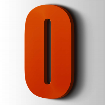 Kunststof Cijfer 0 Impact Acrylaat 3020 Traffic Red - 1