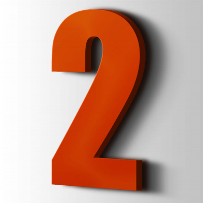 Kunststof Cijfer 2 Impact Acrylaat 3020 Traffic Red - 1