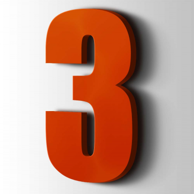 Kunststof Cijfer 3 Impact Acrylaat 3020 Traffic Red - 1