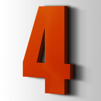 Kunststof Cijfer 4 Impact Acrylaat 3020 Traffic Red - 1