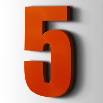 Kunststof Cijfer 5 Impact Acrylaat 3020 Traffic Red - 1