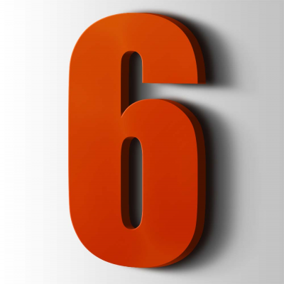 Kunststof Cijfer 6 Impact Acrylaat 3020 Traffic Red - 1