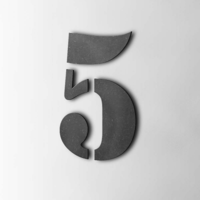 Houten Cijfer 5 Stencil MDF Zwart - 1