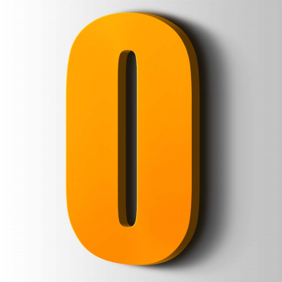 Kunststof Cijfer 0 Impact Acrylaat 1003 Signal Yellow - 1
