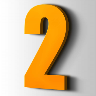 Kunststof Cijfer 2 Impact Acrylaat 1003 Signal Yellow - 1