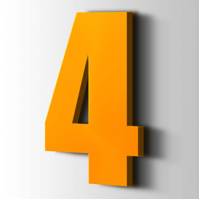 Kunststof Cijfer 4 Impact Acrylaat 1003 Signal Yellow - 1