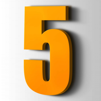 Kunststof Cijfer 5 Impact Acrylaat 1003 Signal Yellow - 1