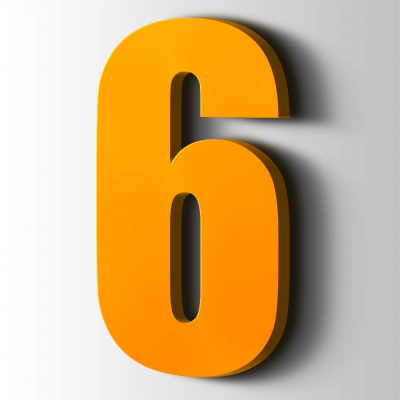 Kunststof Cijfer 6 Impact Acrylaat 1003 Signal Yellow - 1