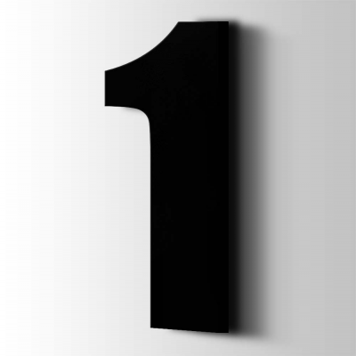 Kunststof Cijfer 1 Impact Acrylaat 9005 Jet Black - 1