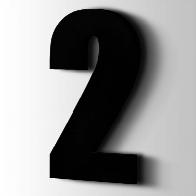 Kunststof Cijfer 2 Impact Acrylaat 9005 Jet Black - 1