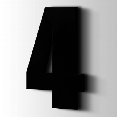 Kunststof Cijfer 4 Impact Acrylaat 9005 Jet Black - 1